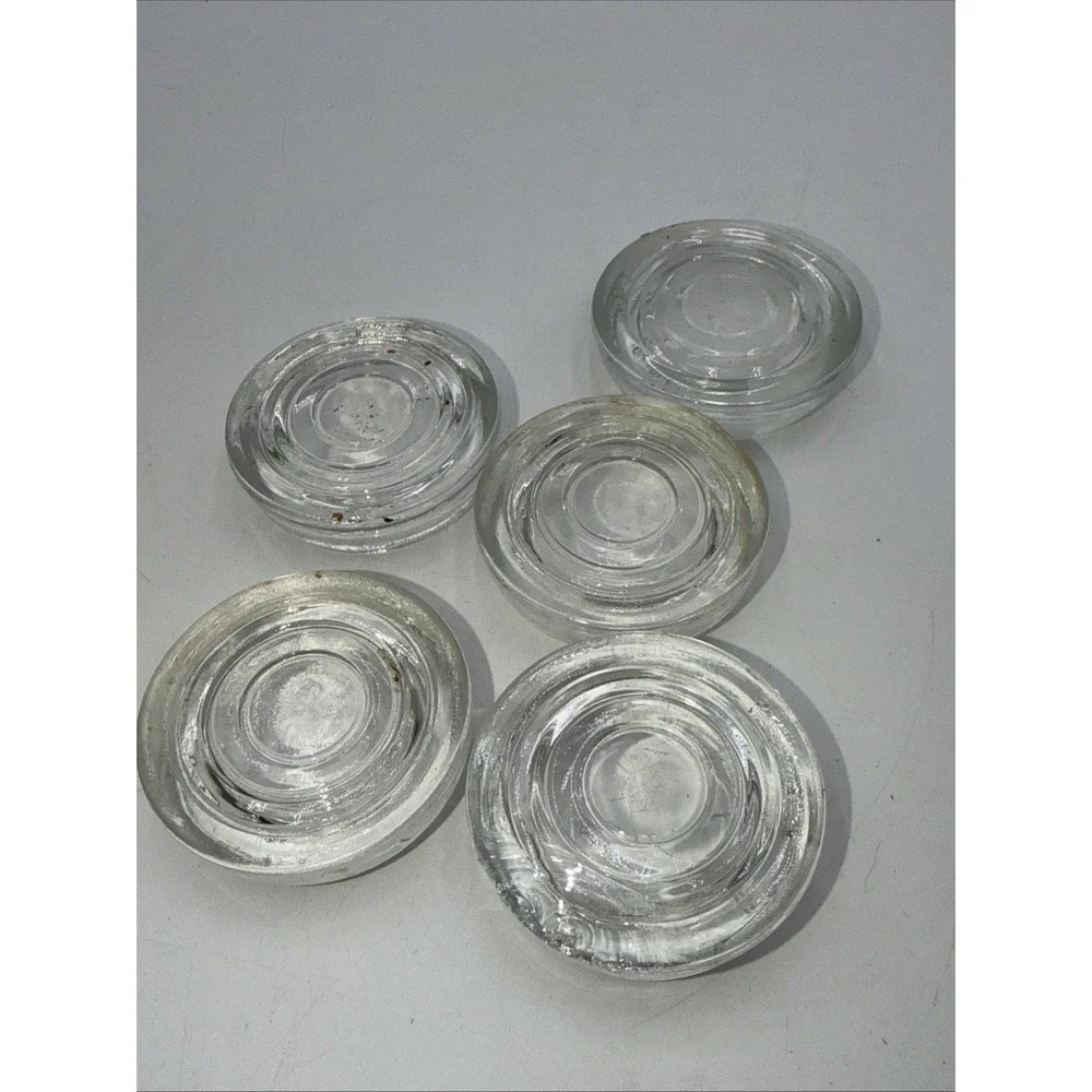 Vintage Large Furniture Coasters Clear Glass Set Of 6 Floor Protectors READ 2